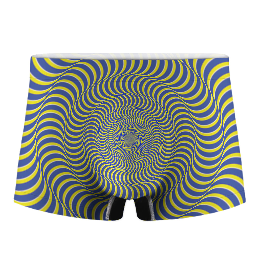Blue And Yellow Illusory Motion Print Men's Boxer Briefs