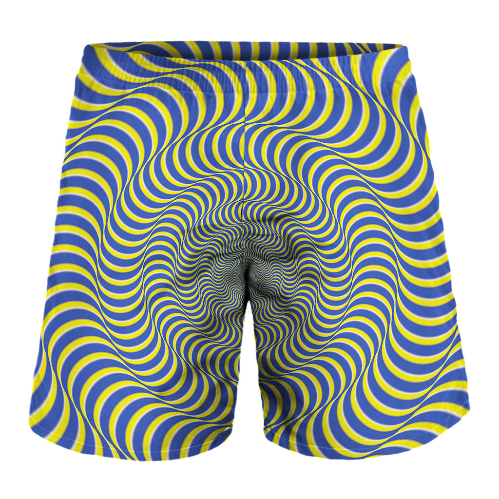 Blue And Yellow Illusory Motion Print Men's Shorts