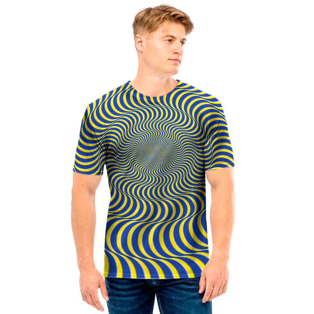 Blue And Yellow Illusory Motion Print Men's T-Shirt