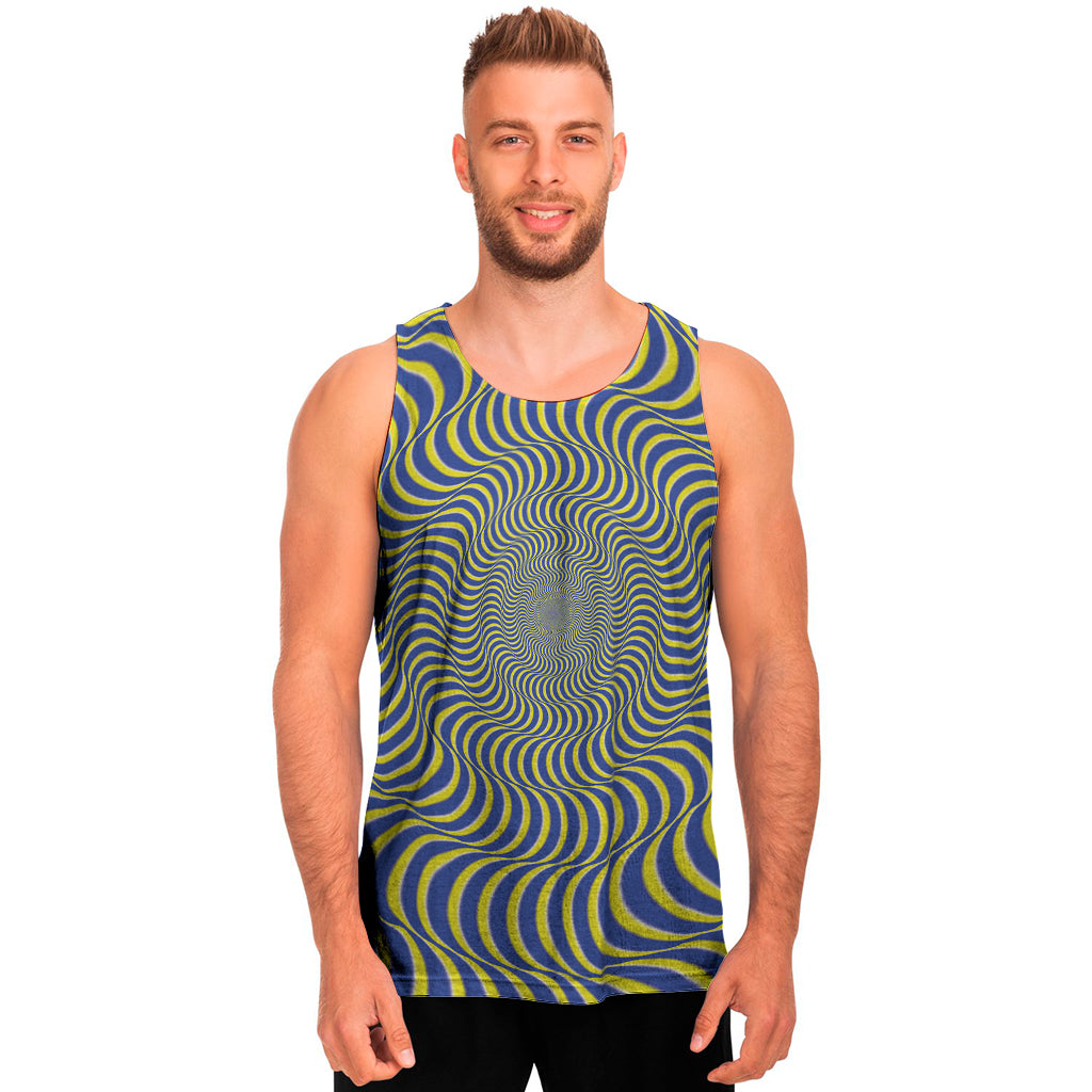 Blue And Yellow Illusory Motion Print Men's Tank Top