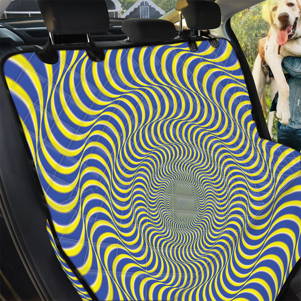 Blue And Yellow Illusory Motion Print Pet Car Back Seat Cover