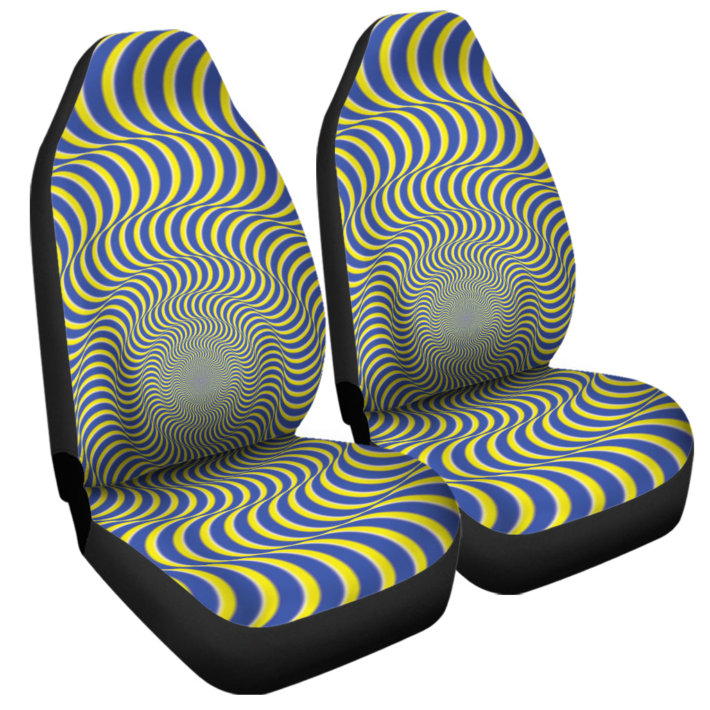 Blue And Yellow Illusory Motion Print Universal Fit Car Seat Covers