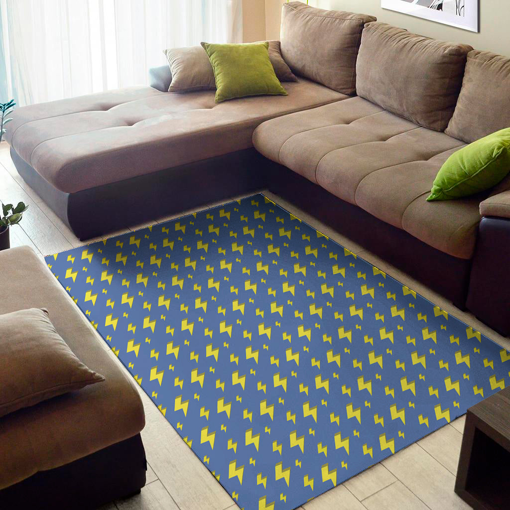 Blue And Yellow Lightning Pattern Print Area Rug