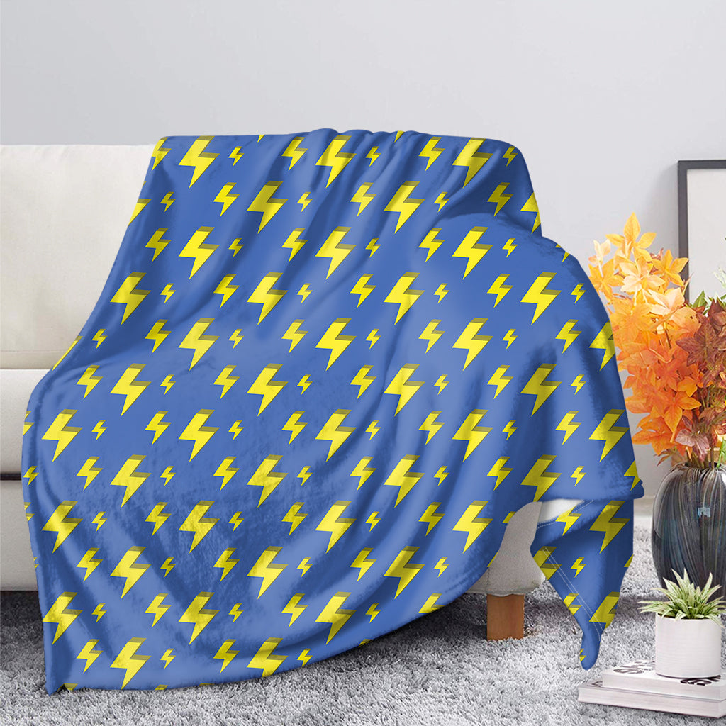 Blue And Yellow Lightning Pattern Print Blanket