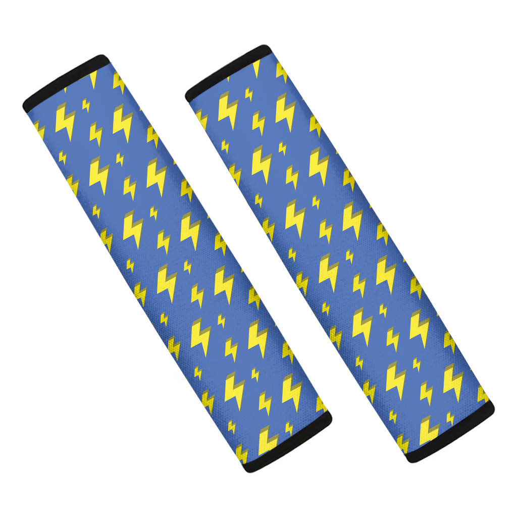 Blue And Yellow Lightning Pattern Print Car Seat Belt Covers