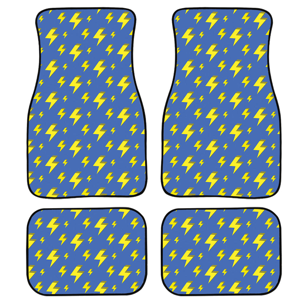 Blue And Yellow Lightning Pattern Print Front and Back Car Floor Mats