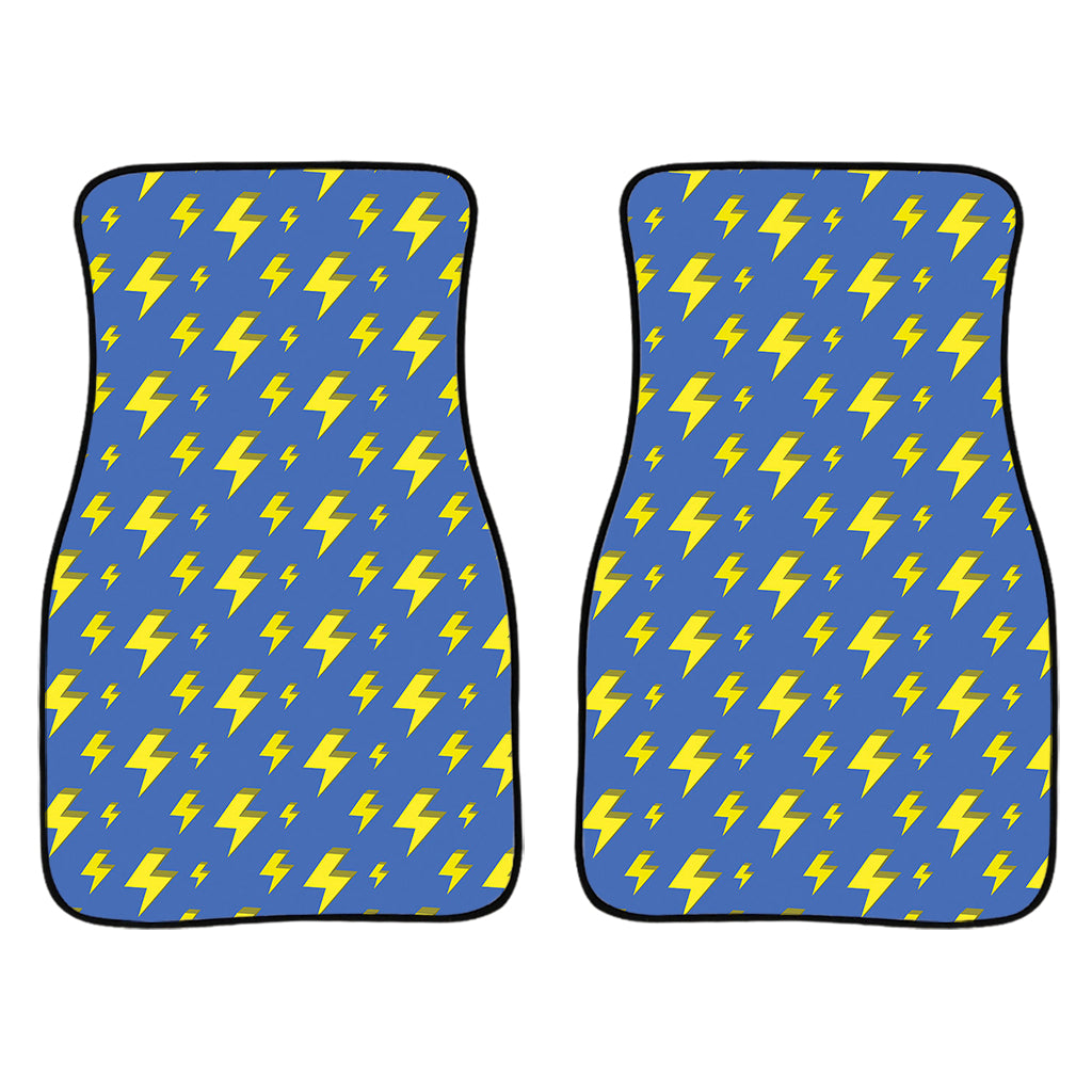Blue And Yellow Lightning Pattern Print Front Car Floor Mats