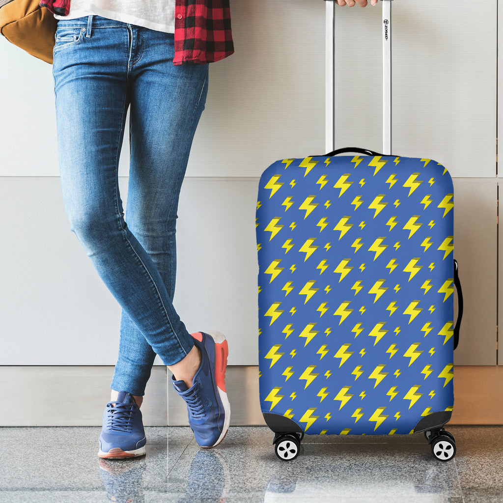 Blue And Yellow Lightning Pattern Print Luggage Cover