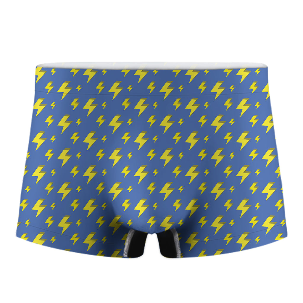 Blue And Yellow Lightning Pattern Print Men's Boxer Briefs