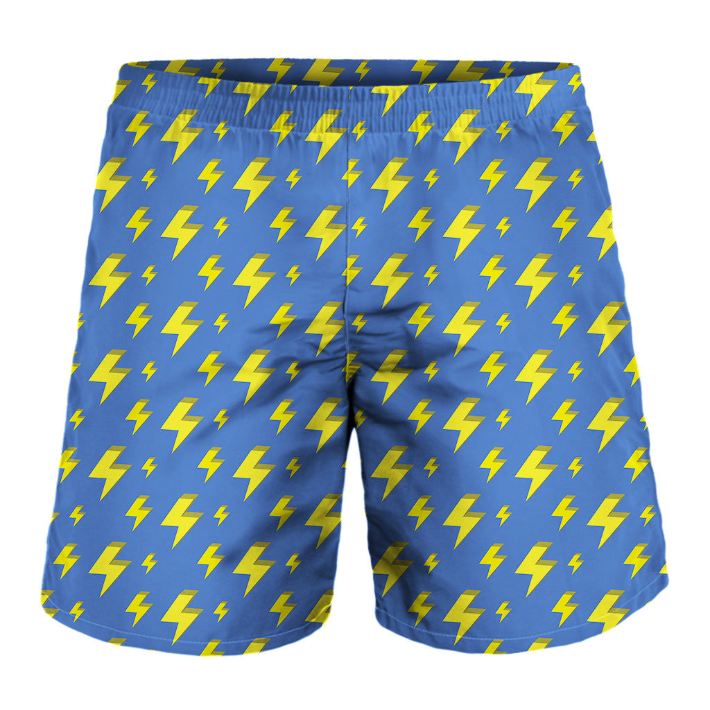Blue And Yellow Lightning Pattern Print Men's Shorts