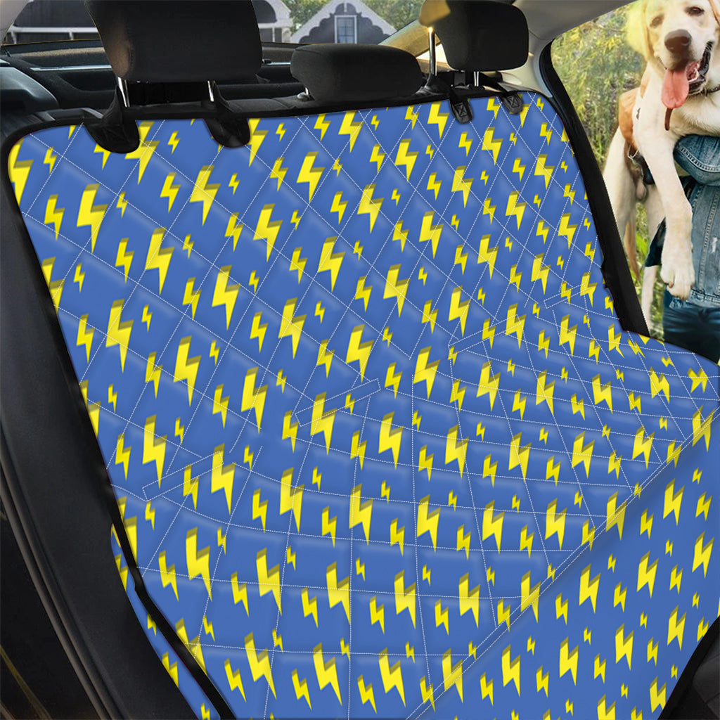 Blue And Yellow Lightning Pattern Print Pet Car Back Seat Cover