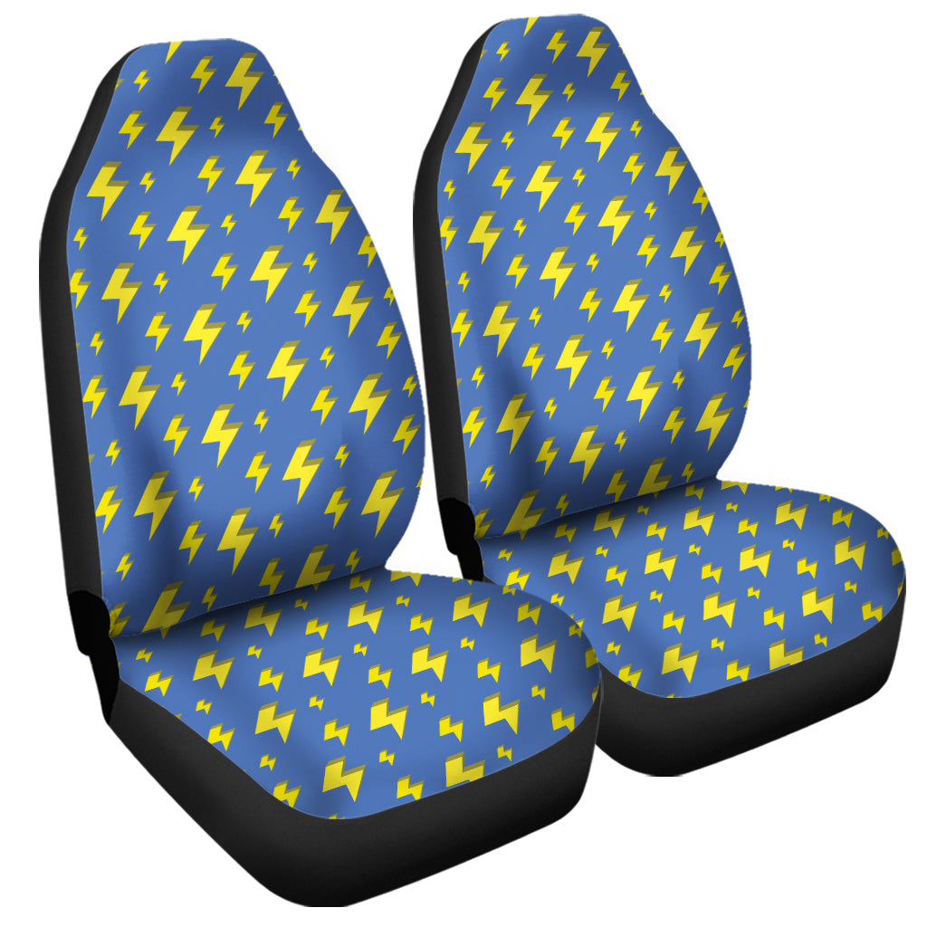 Blue And Yellow Lightning Pattern Print Universal Fit Car Seat Covers