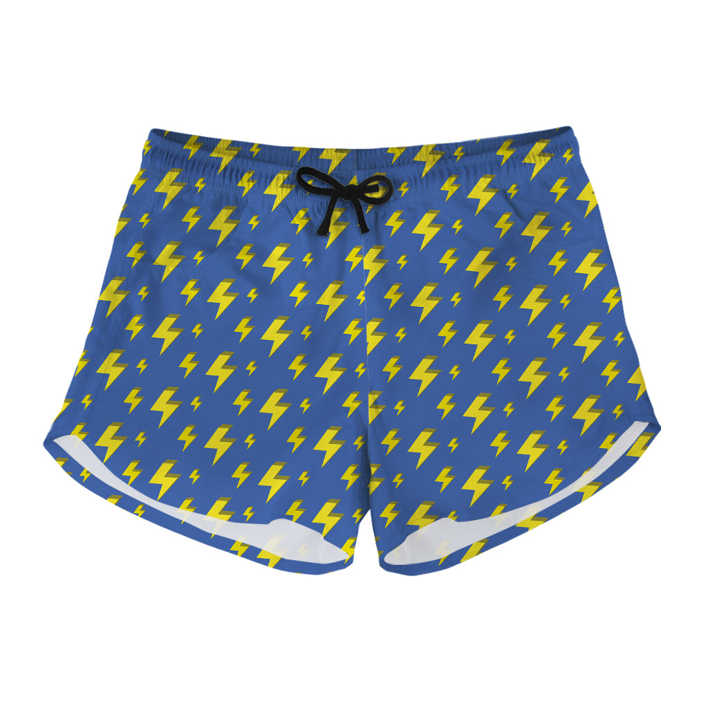 Blue And Yellow Lightning Pattern Print Women's Shorts