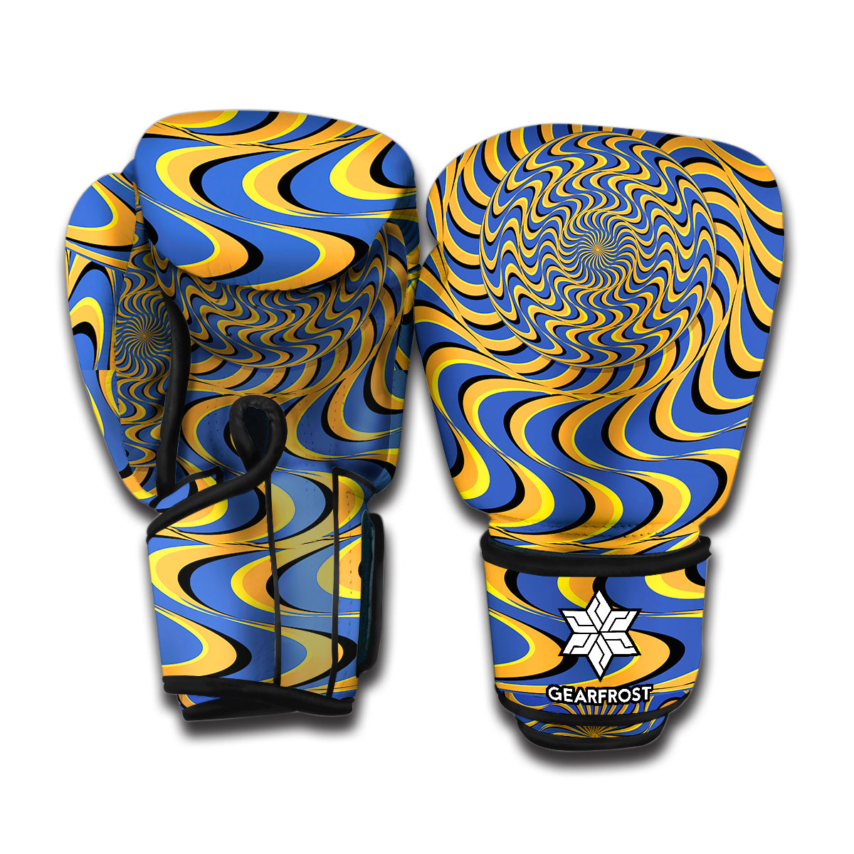 Blue And Yellow Motion Illusion Print Boxing Gloves
