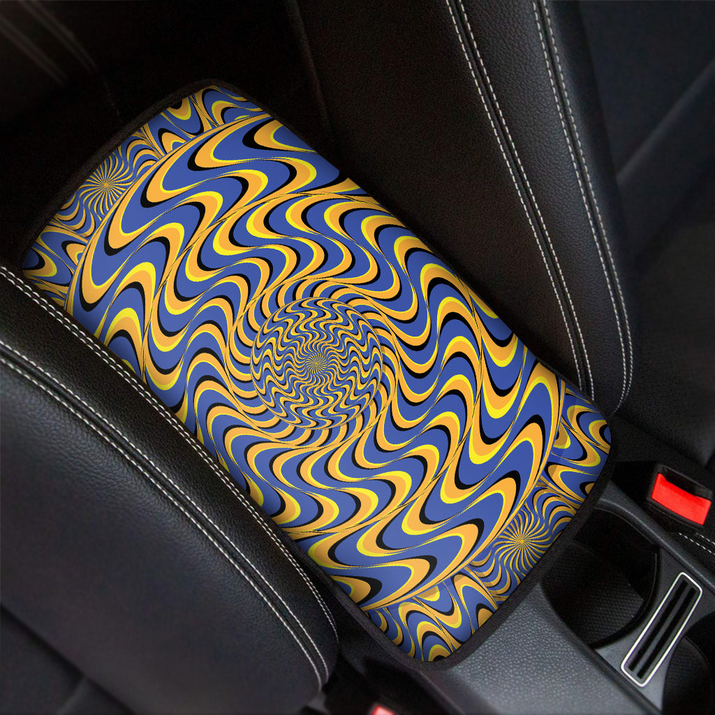 Blue And Yellow Motion Illusion Print Car Center Console Cover