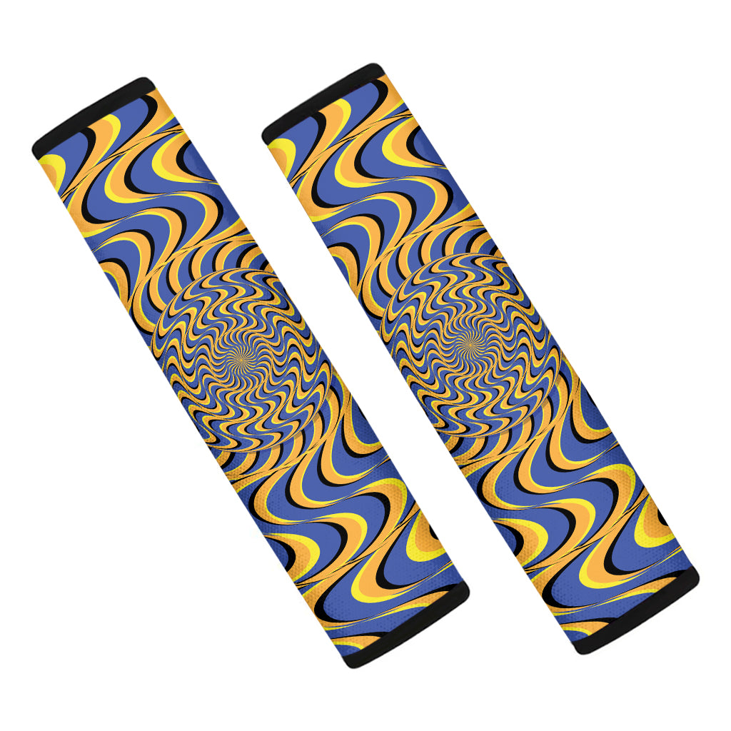 Blue And Yellow Motion Illusion Print Car Seat Belt Covers