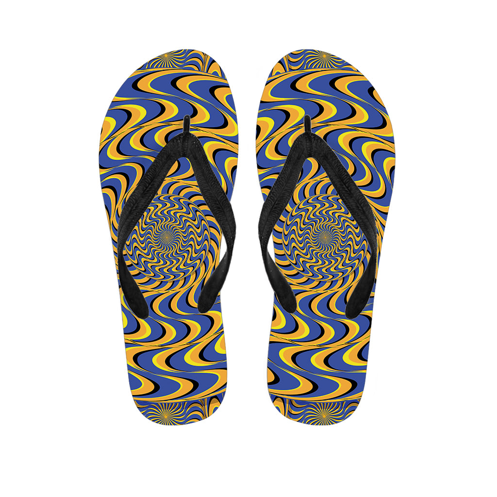 Blue And Yellow Motion Illusion Print Flip Flops