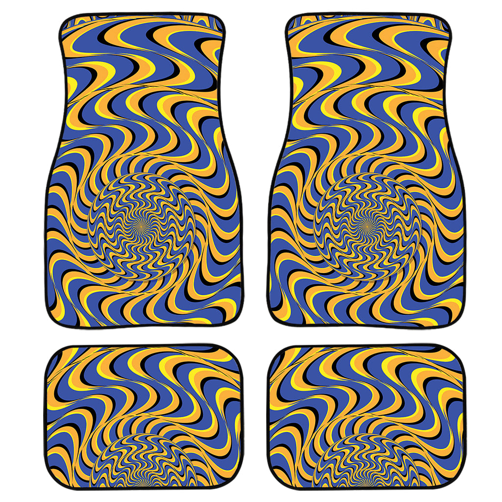 Blue And Yellow Motion Illusion Print Front and Back Car Floor Mats