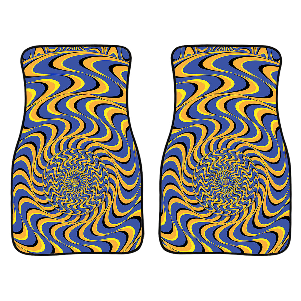 Blue And Yellow Motion Illusion Print Front Car Floor Mats