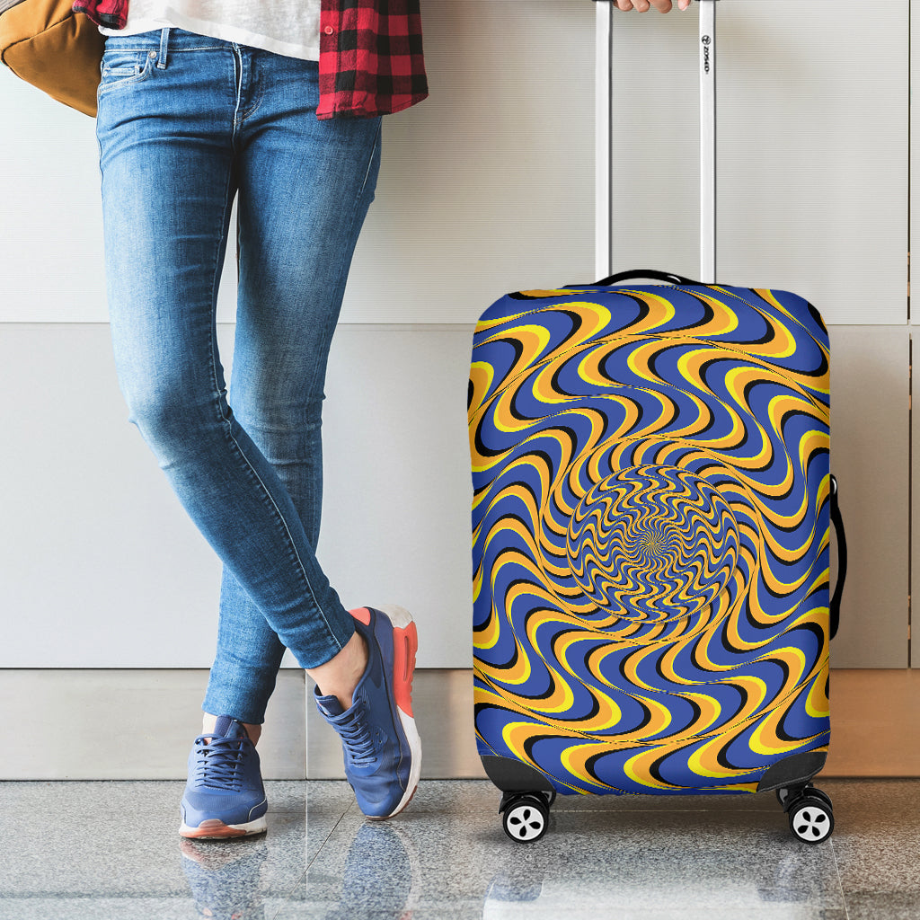 Blue And Yellow Motion Illusion Print Luggage Cover