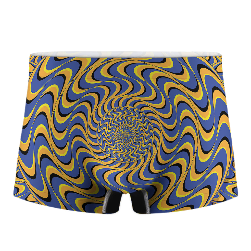 Blue And Yellow Motion Illusion Print Men's Boxer Briefs