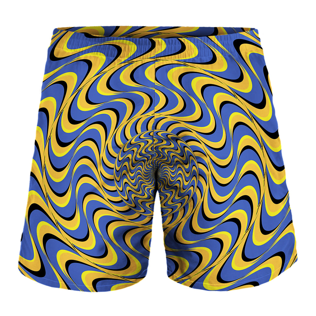 Blue And Yellow Motion Illusion Print Men's Shorts