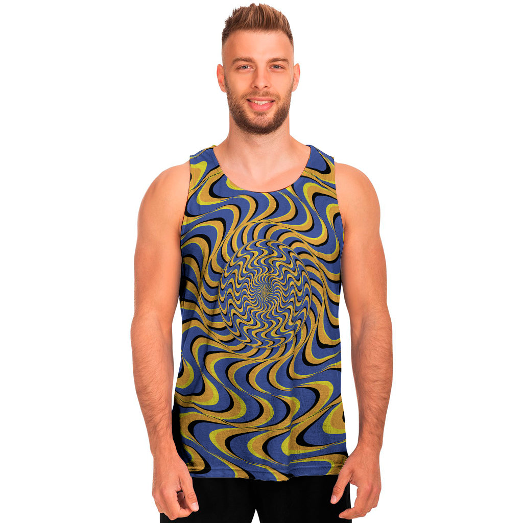 Blue And Yellow Motion Illusion Print Men's Tank Top