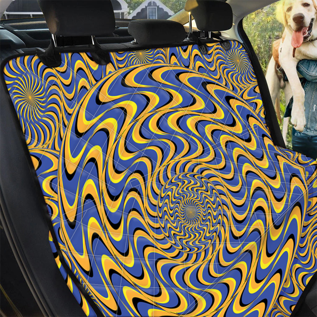 Blue And Yellow Motion Illusion Print Pet Car Back Seat Cover