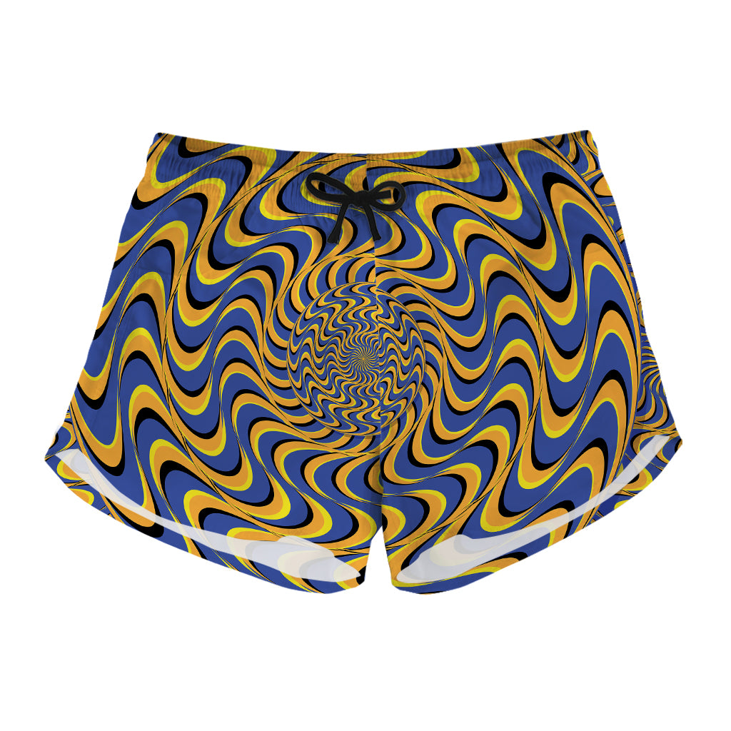 Blue And Yellow Motion Illusion Print Women's Shorts