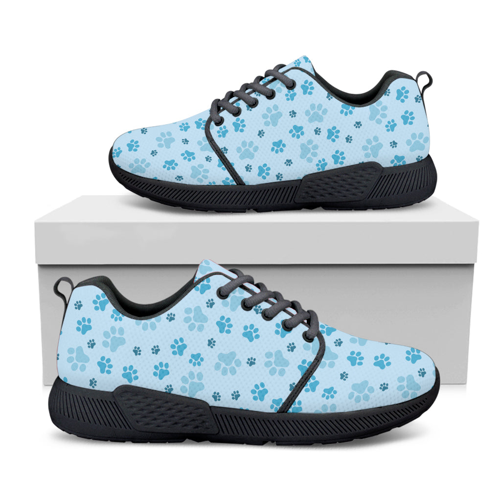 Blue Animal Paw Pattern Print Black Athletic Shoes