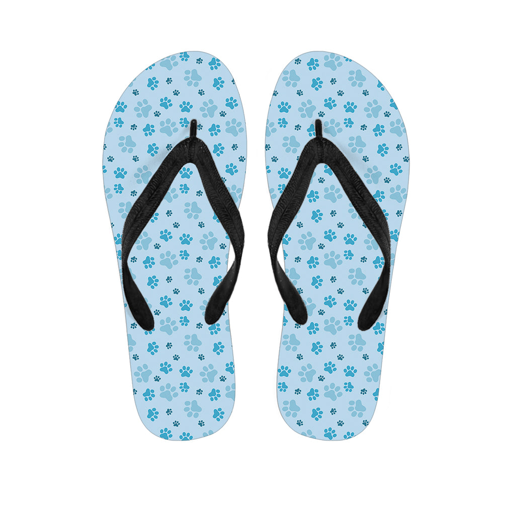 Blue Animal Paw Pattern Print Flip Flops