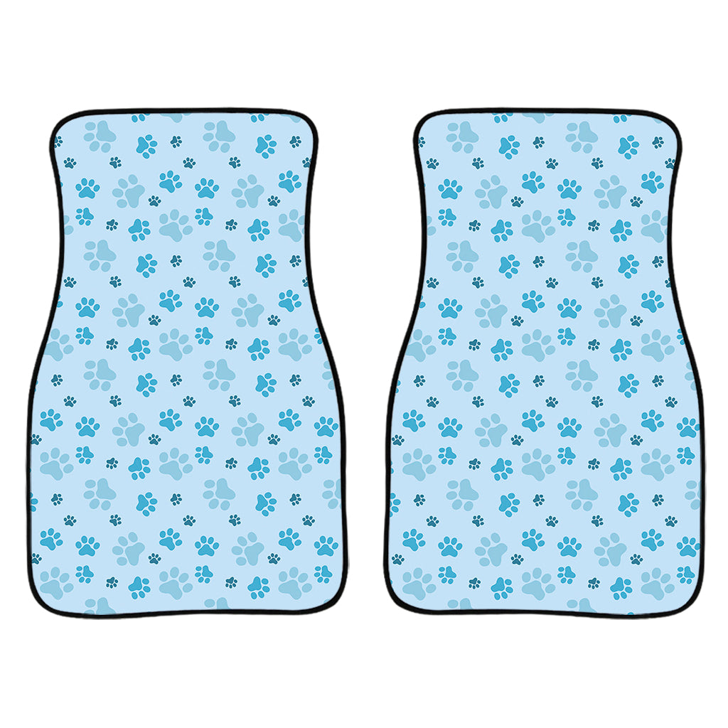 Blue Animal Paw Pattern Print Front Car Floor Mats