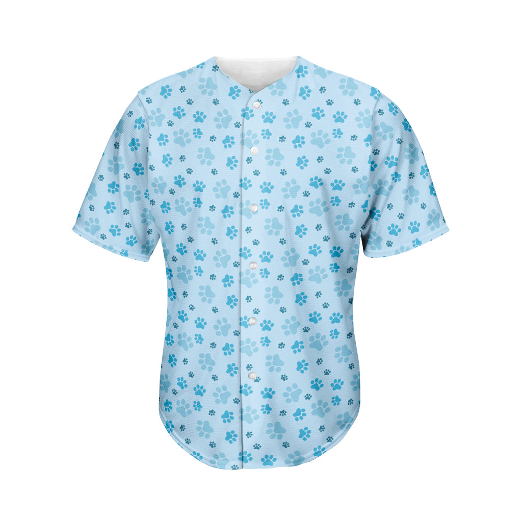 Blue Animal Paw Pattern Print Men's Baseball Jersey