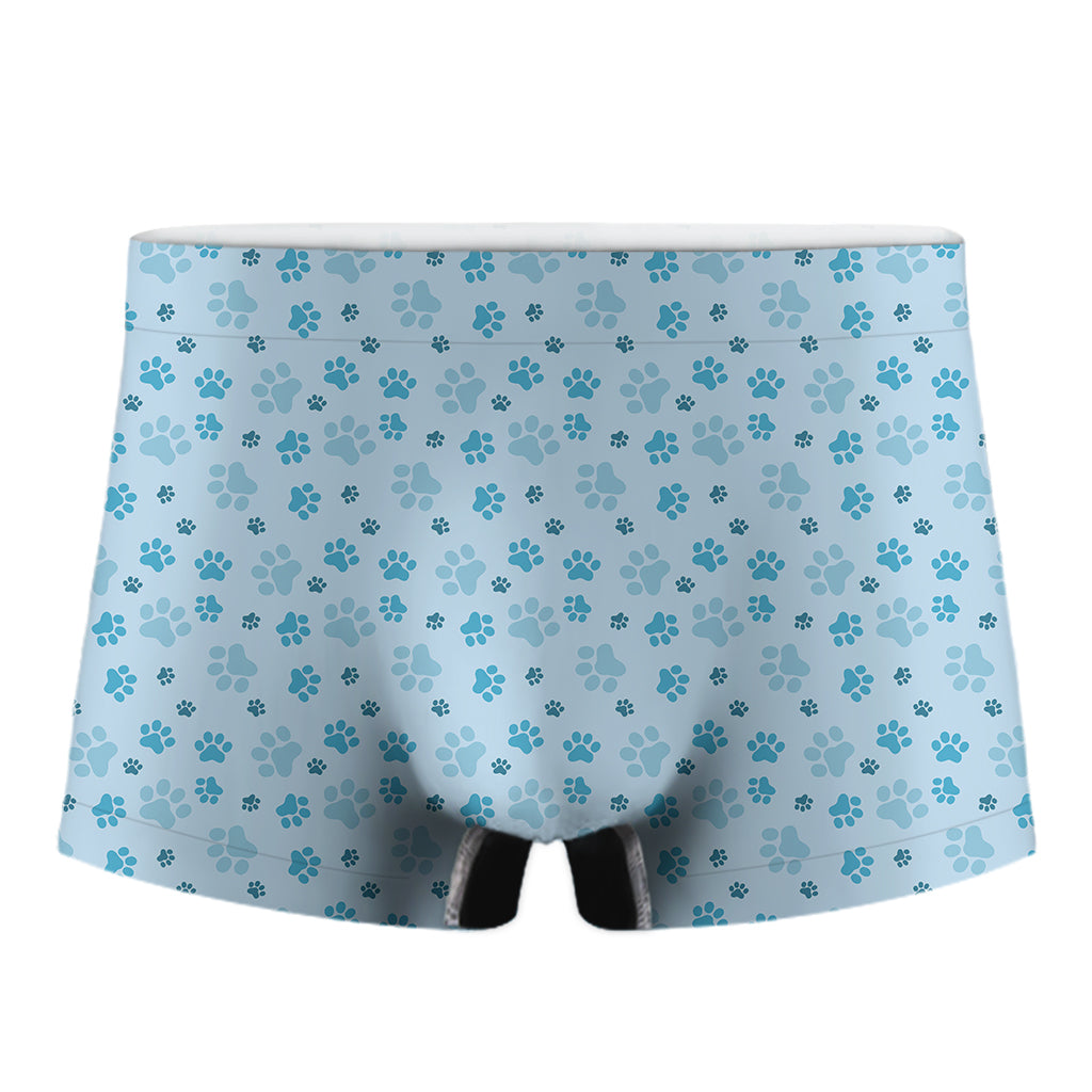 Blue Animal Paw Pattern Print Men's Boxer Briefs