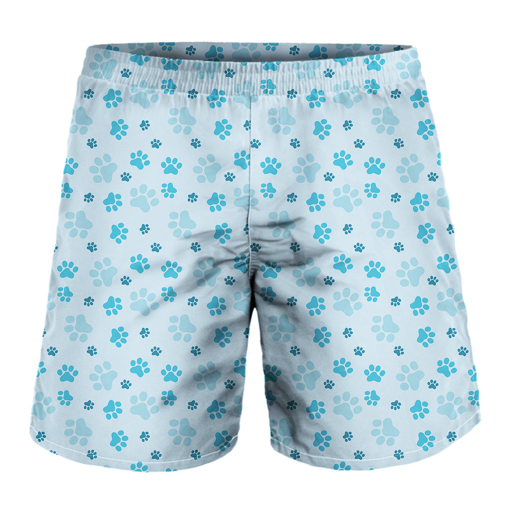 Blue Animal Paw Pattern Print Men's Shorts