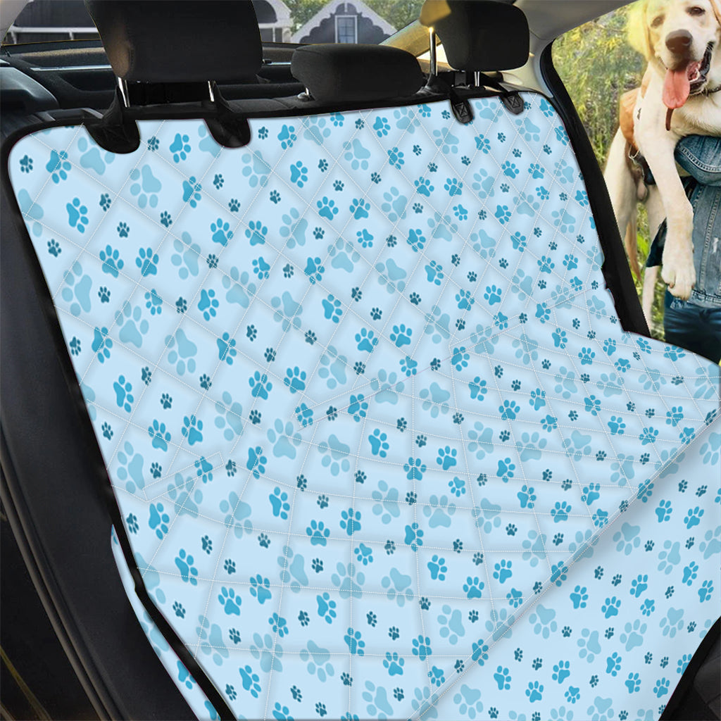 Blue Animal Paw Pattern Print Pet Car Back Seat Cover