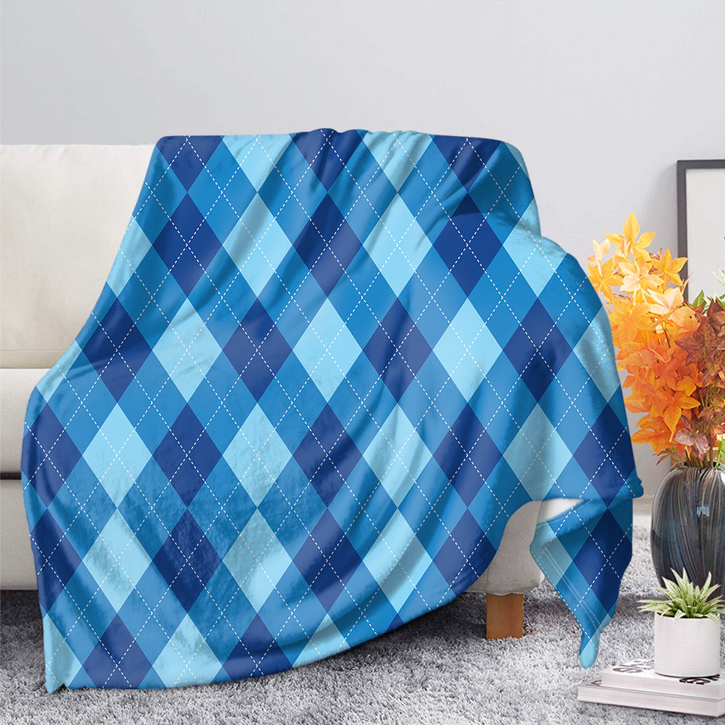 Blue Argyle Pattern Print Blanket