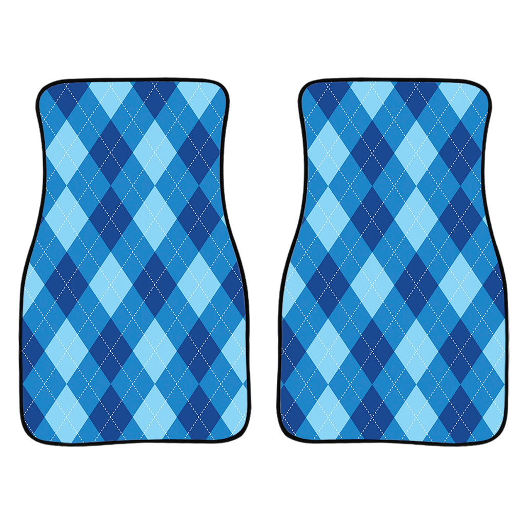 Blue Argyle Pattern Print Front Car Floor Mats