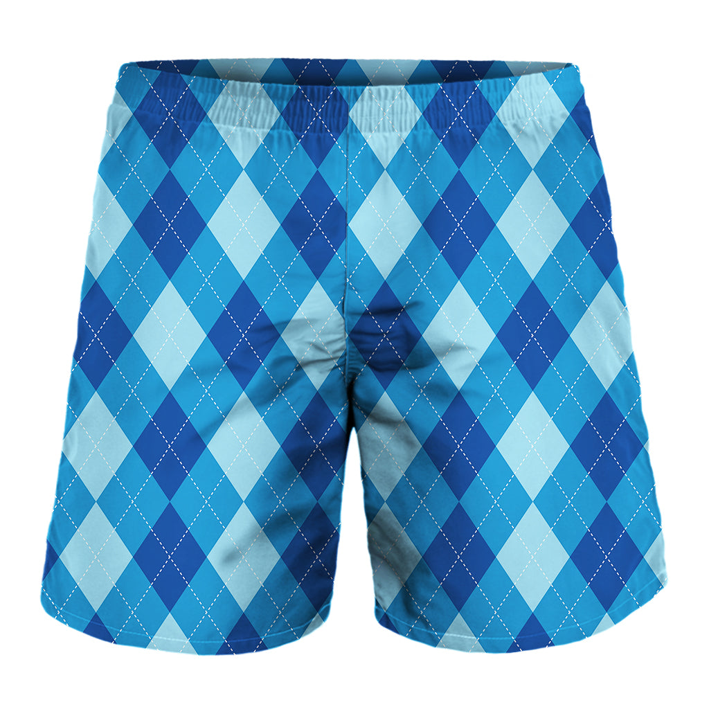 Blue Argyle Pattern Print Men's Shorts