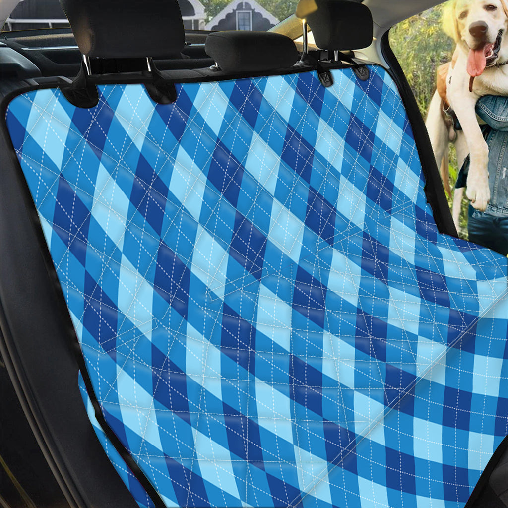 Blue Argyle Pattern Print Pet Car Back Seat Cover