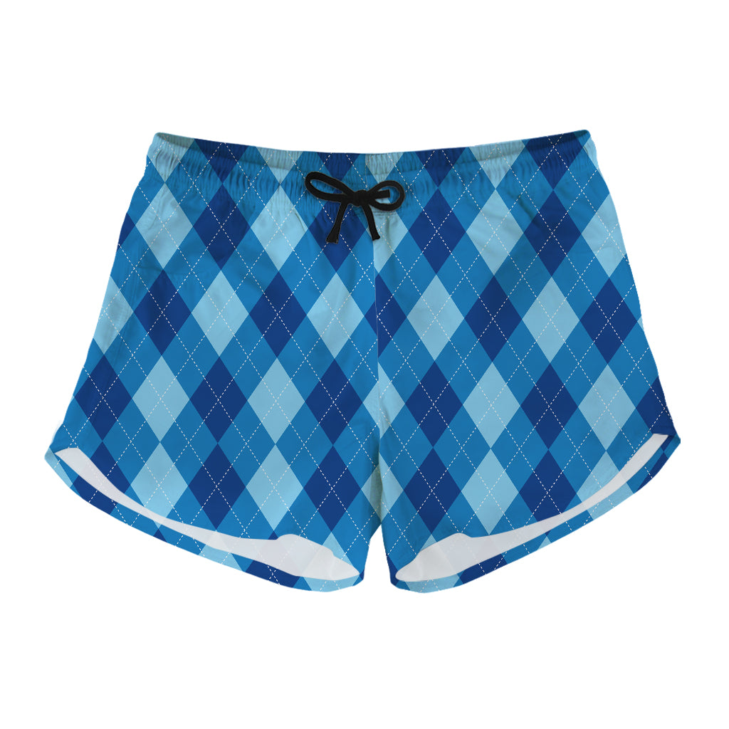 Blue Argyle Pattern Print Women's Shorts