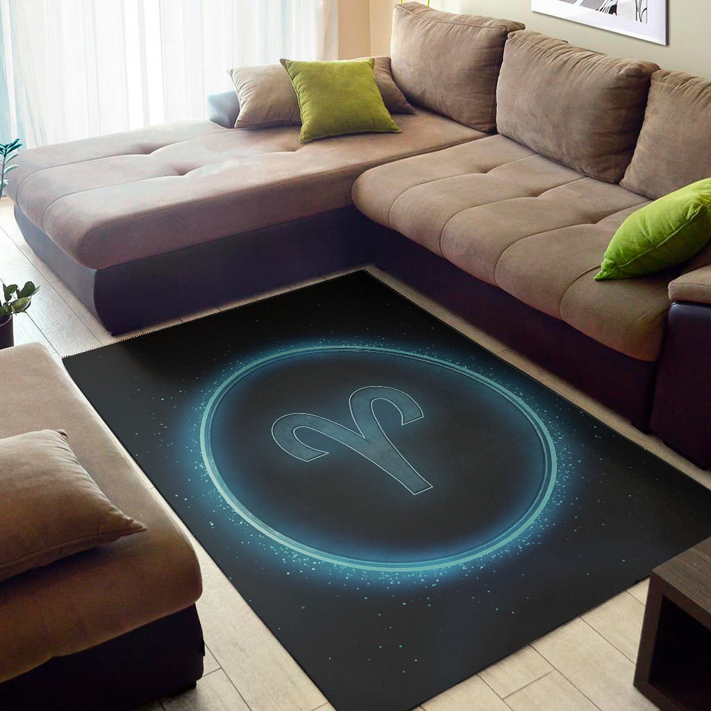 Blue Aries Zodiac Sign Print Area Rug