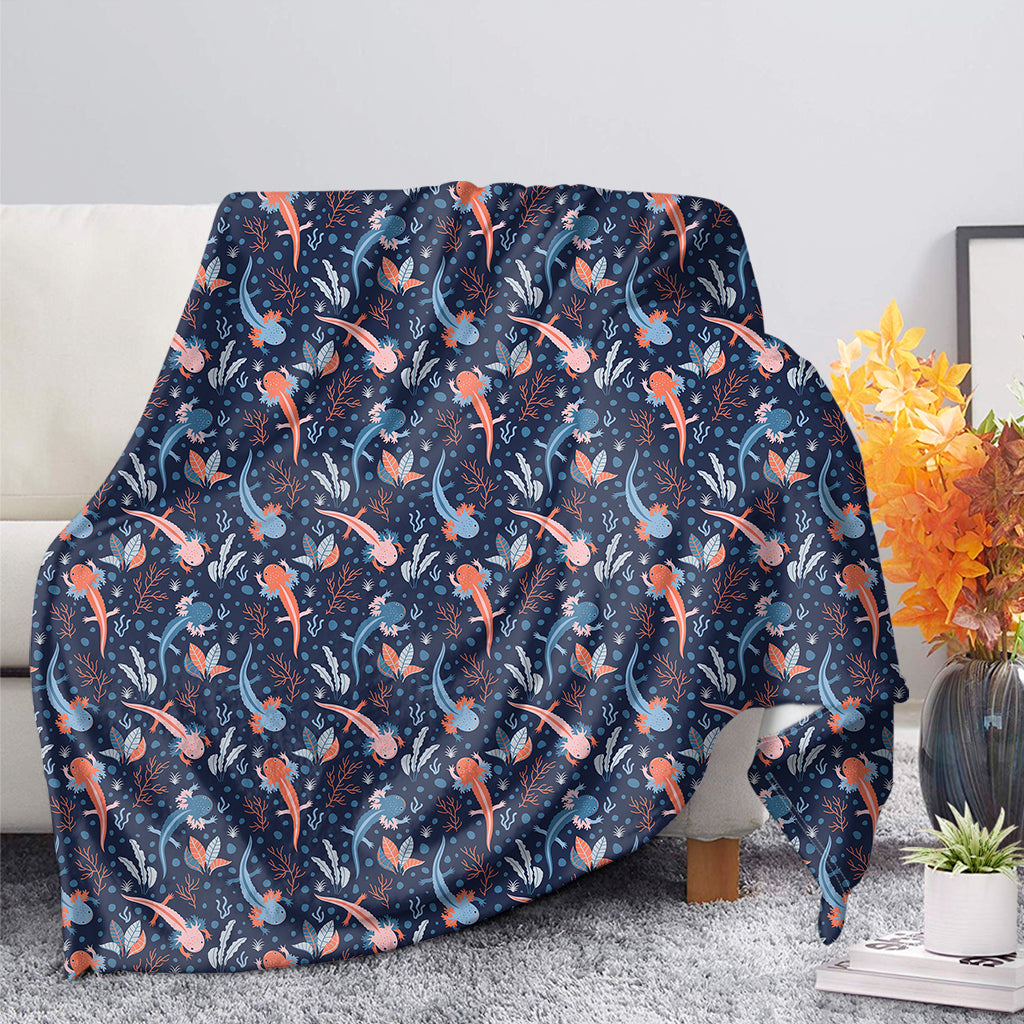 Blue Axolotl Pattern Print Blanket