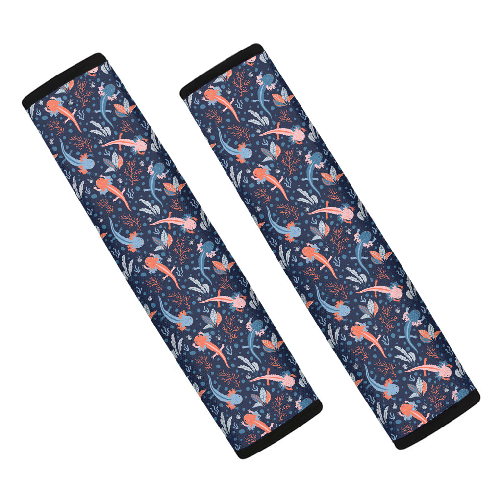 Blue Axolotl Pattern Print Car Seat Belt Covers