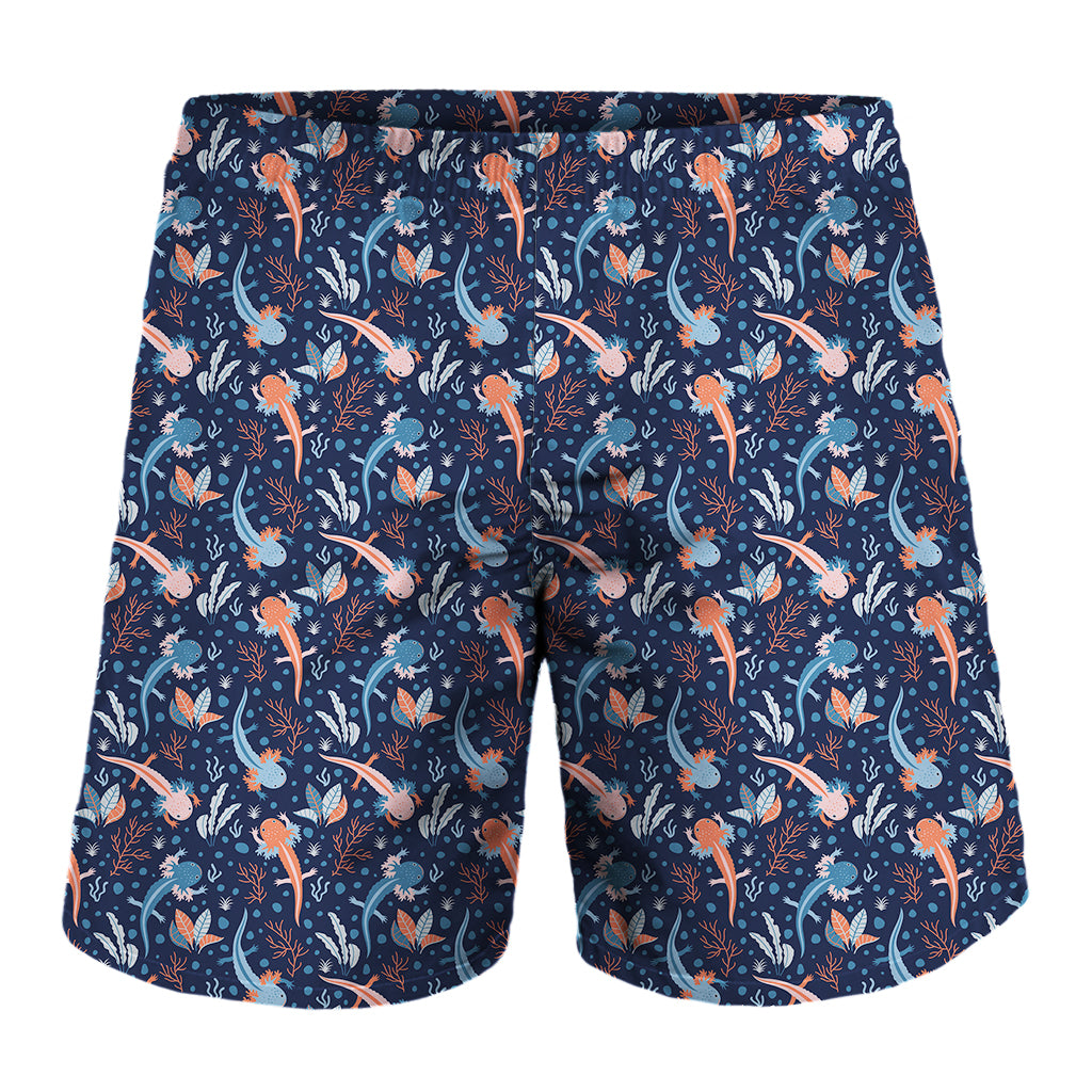 Blue Axolotl Pattern Print Men's Shorts