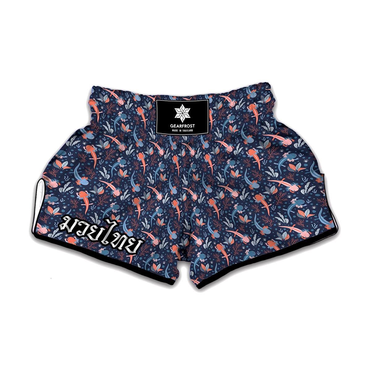 Blue Axolotl Pattern Print Muay Thai Boxing Shorts