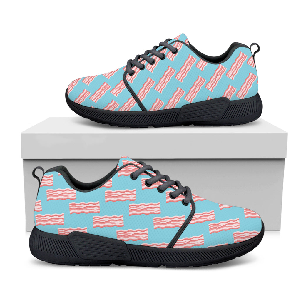 Blue Bacon Pattern Print Black Athletic Shoes