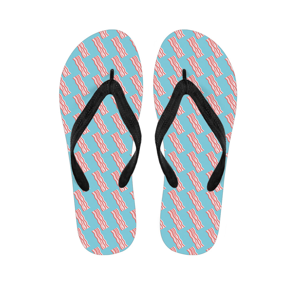 Blue Bacon Pattern Print Flip Flops