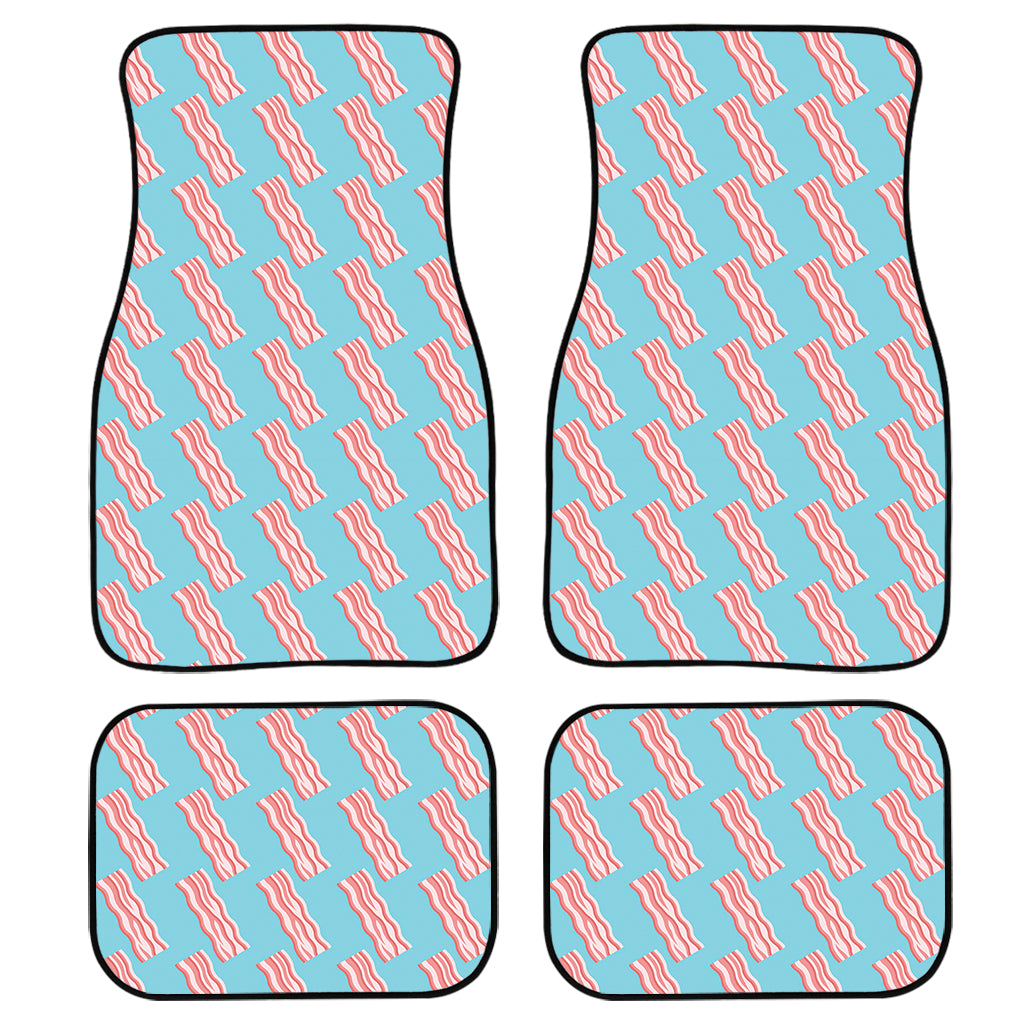 Blue Bacon Pattern Print Front and Back Car Floor Mats