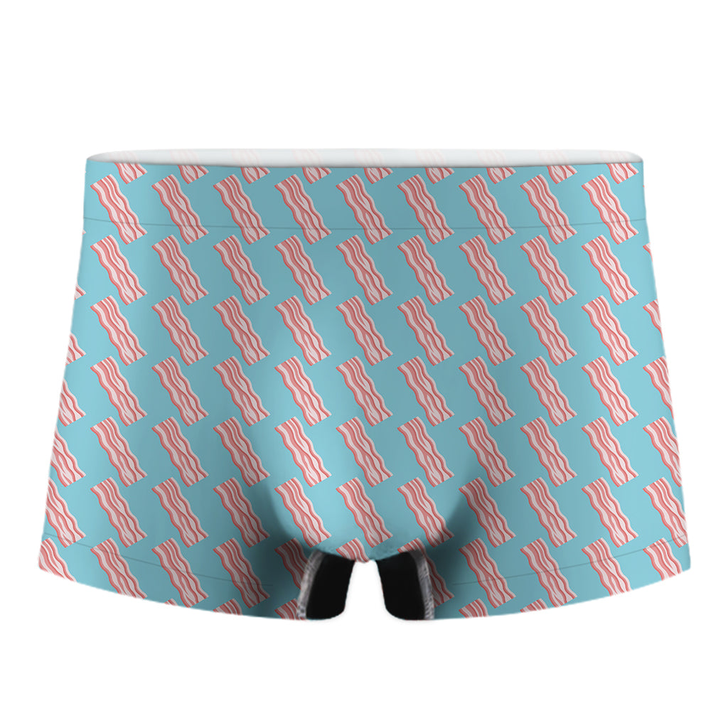 Blue Bacon Pattern Print Men's Boxer Briefs